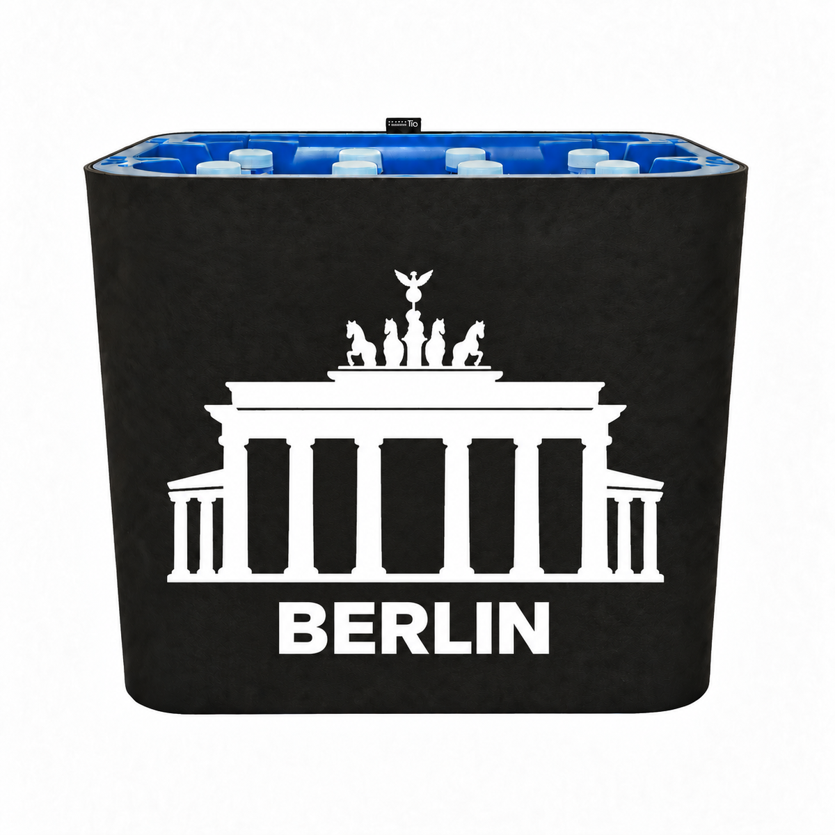 KistenBlende Berlin Stadt Silhouette 2 auf Wasserkiste PET