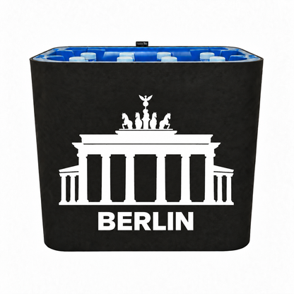 KistenBlende Berlin Stadt Silhouette 2 auf Wasserkiste PET