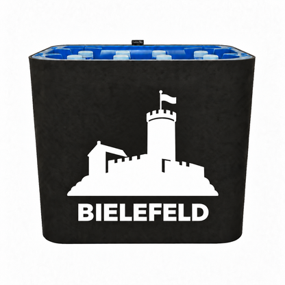 KistenBlende Bielefeld Stadt Silhouette 2 auf Wasserkiste PET