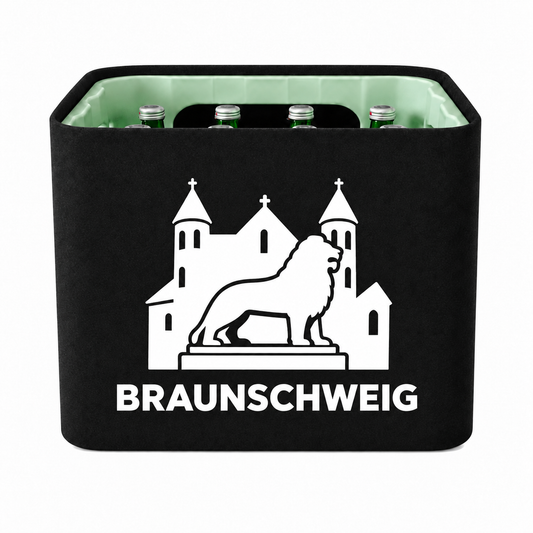KistenBlende Braunschweig Stadt Silhouette 2 auf Wasserkiste Glas
