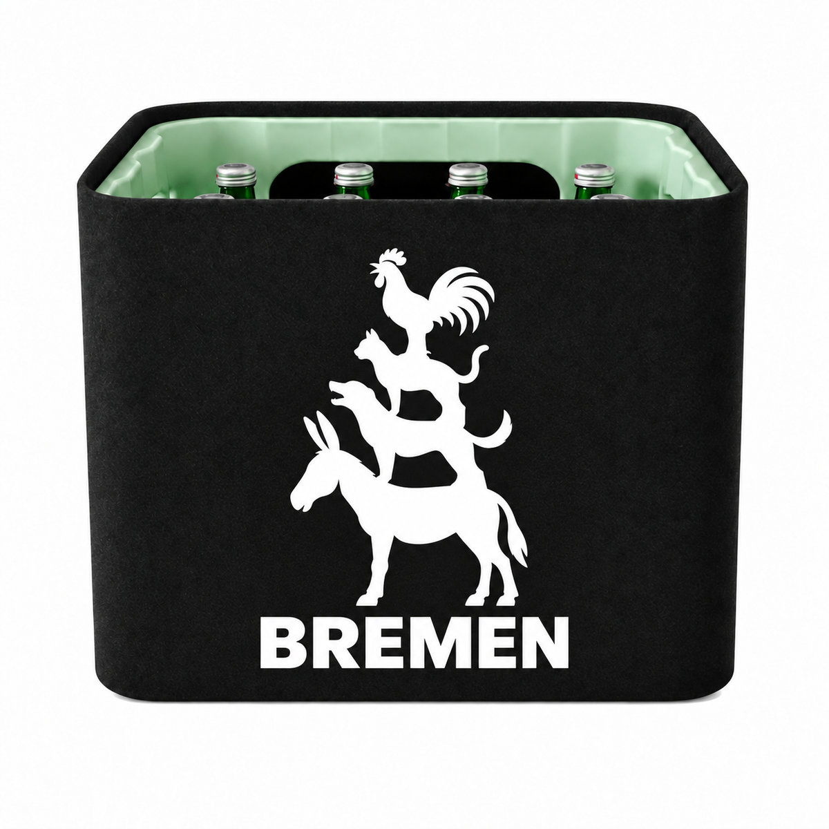 KistenBlende Bremen Stadt Silhouette 2 auf Wasserkiste Glas
