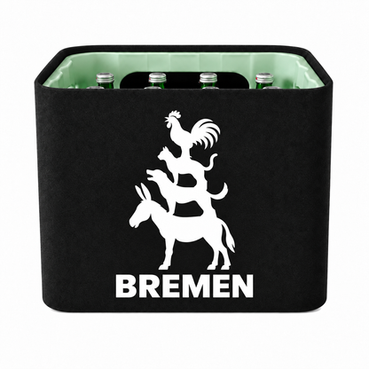 KistenBlende Bremen Stadt Silhouette 2 auf Wasserkiste Glas
