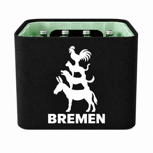 KistenBlende Bremen Stadt Silhouette 2 auf Wasserkiste Glas