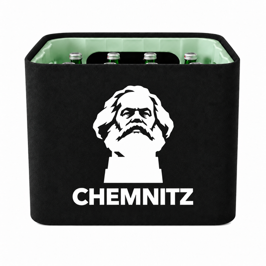 KistenBlende Chemnitz Stadt Silhouette 2 auf Wasserkiste Glas