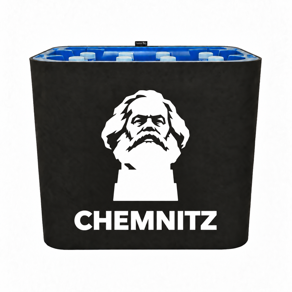 KistenBlende Chemnitz Stadt Silhouette 2 auf Wasserkiste PET