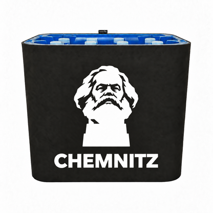 KistenBlende Chemnitz Stadt Silhouette 2 auf Wasserkiste PET