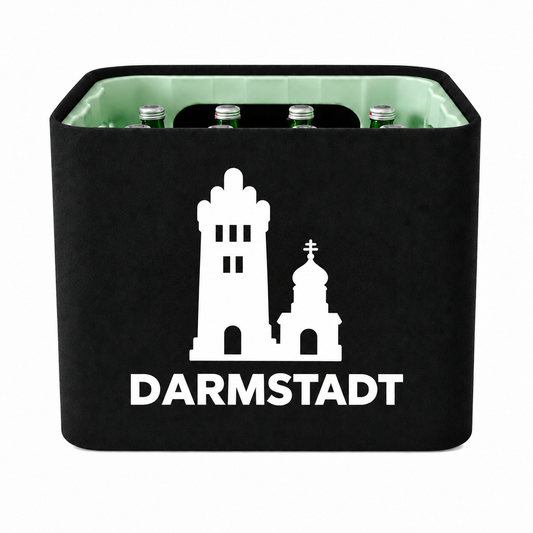 KistenBlende Darmstadt Stadt Silhouette 2 auf Wasserkiste Glas