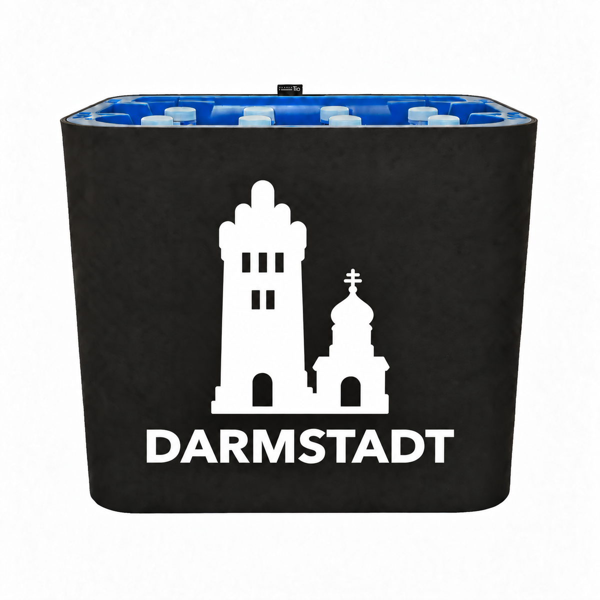 KistenBlende Darmstadt Stadt Silhouette 2 auf Wasserkiste PET