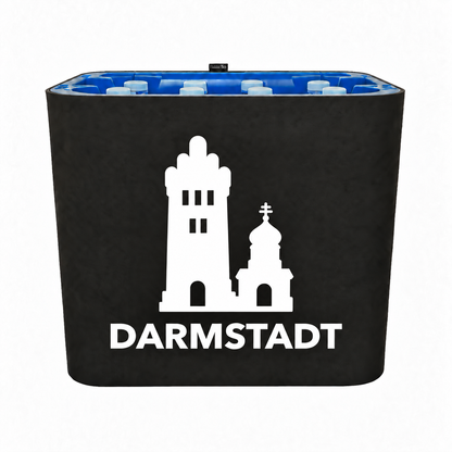 KistenBlende Darmstadt Stadt Silhouette 2 auf Wasserkiste PET
