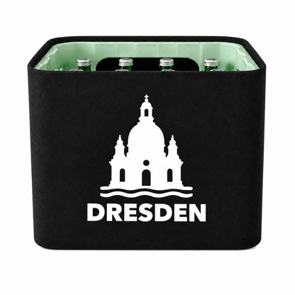 KistenBlende Dresden Stadt Silhouette 2 auf Wasserkiste Glas