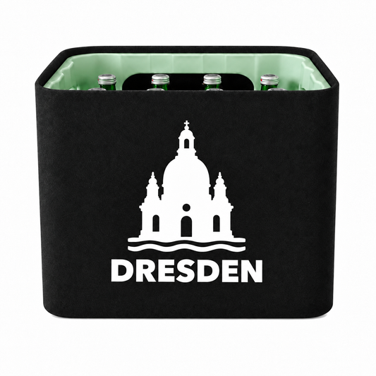 KistenBlende Dresden Stadt Silhouette 2 auf Wasserkiste Glas
