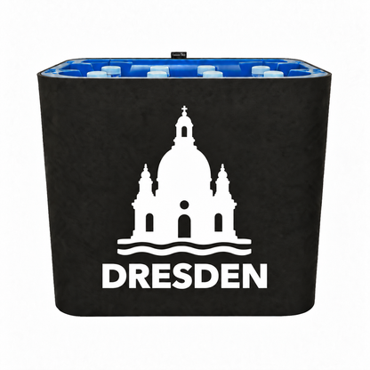KistenBlende Dresden Stadt Silhouette 2 auf Wasserkiste PET
