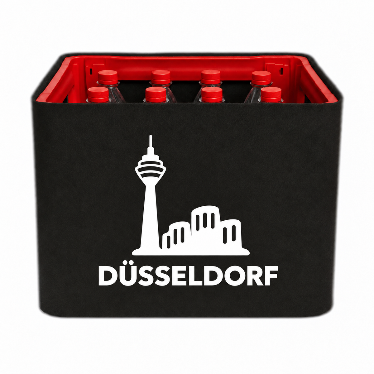 KistenBlende Düsseldorf Stadt Silhouette 2 auf Limonadenkiste PET