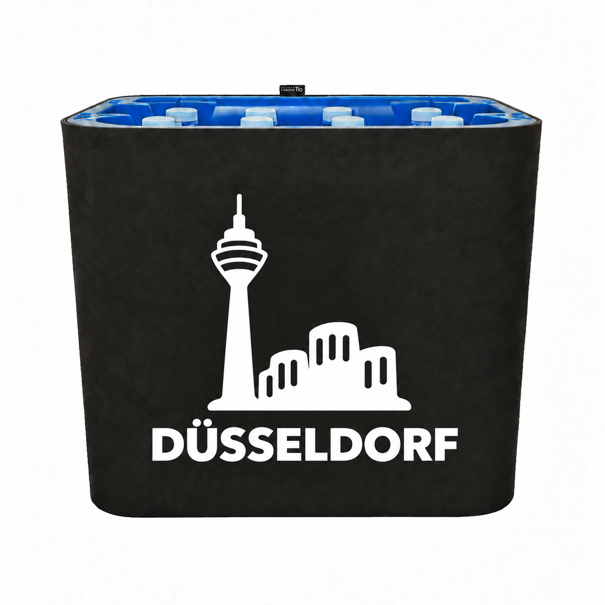 KistenBlende Düsseldorf Stadt Silhouette 2 auf Wasserkiste PET