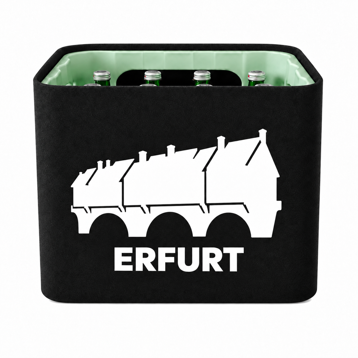 KistenBlende Erfurt Stadt Silhouette 2 auf Wasserkiste Glas
