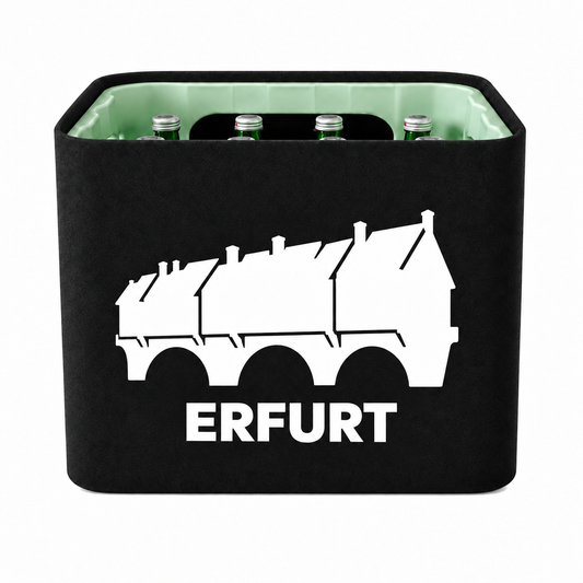 KistenBlende Erfurt Stadt Silhouette 2 auf Wasserkiste Glas