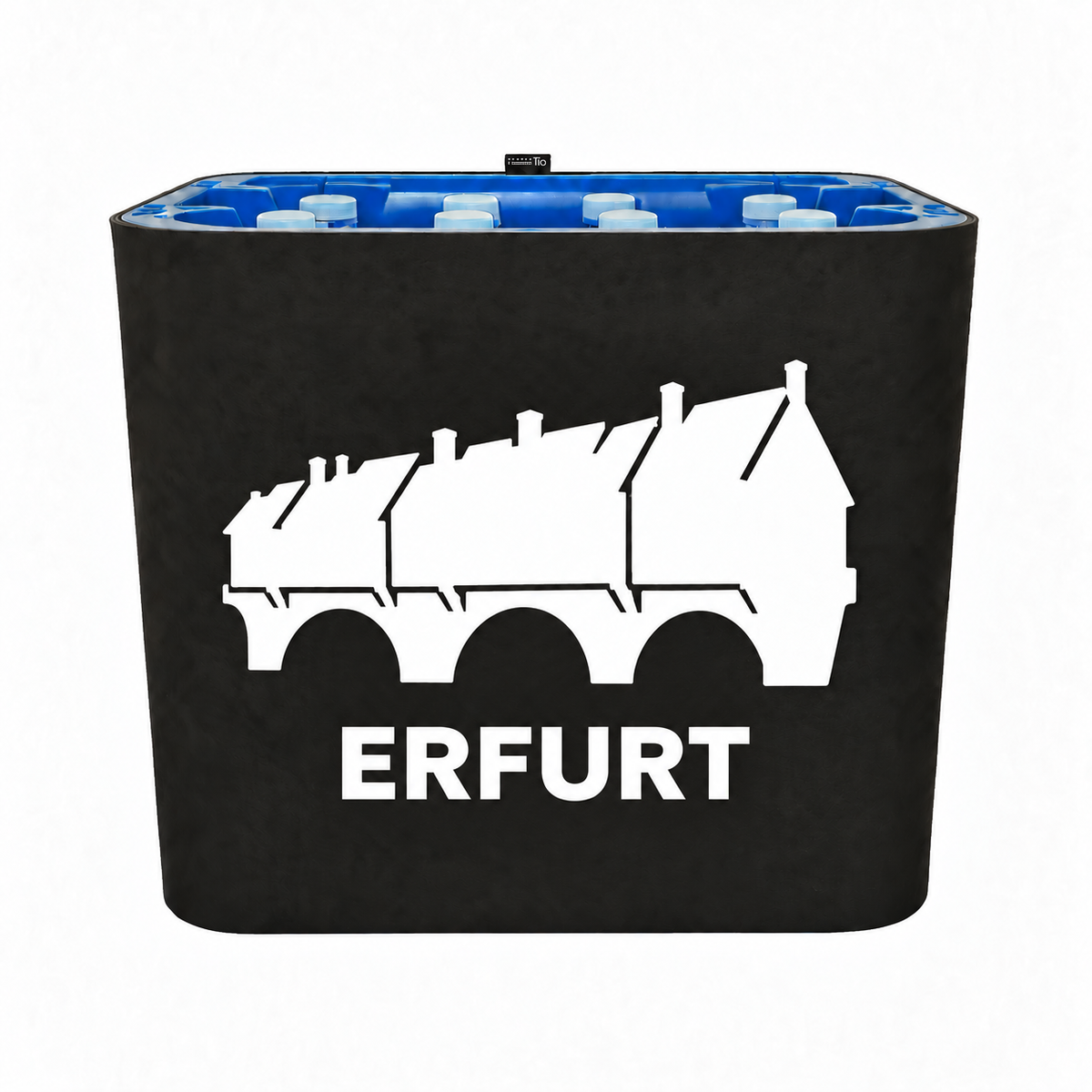 KistenBlende Erfurt Stadt Silhouette 2 auf Wasserkiste PET