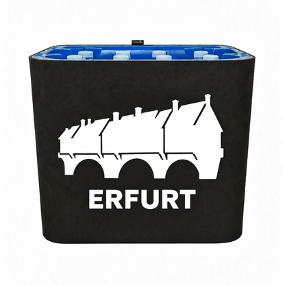 KistenBlende Erfurt Stadt Silhouette 2 auf Wasserkiste PET
