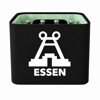 KistenBlende Essen Stadt Silhouette 2 auf Wasserkiste Glas
