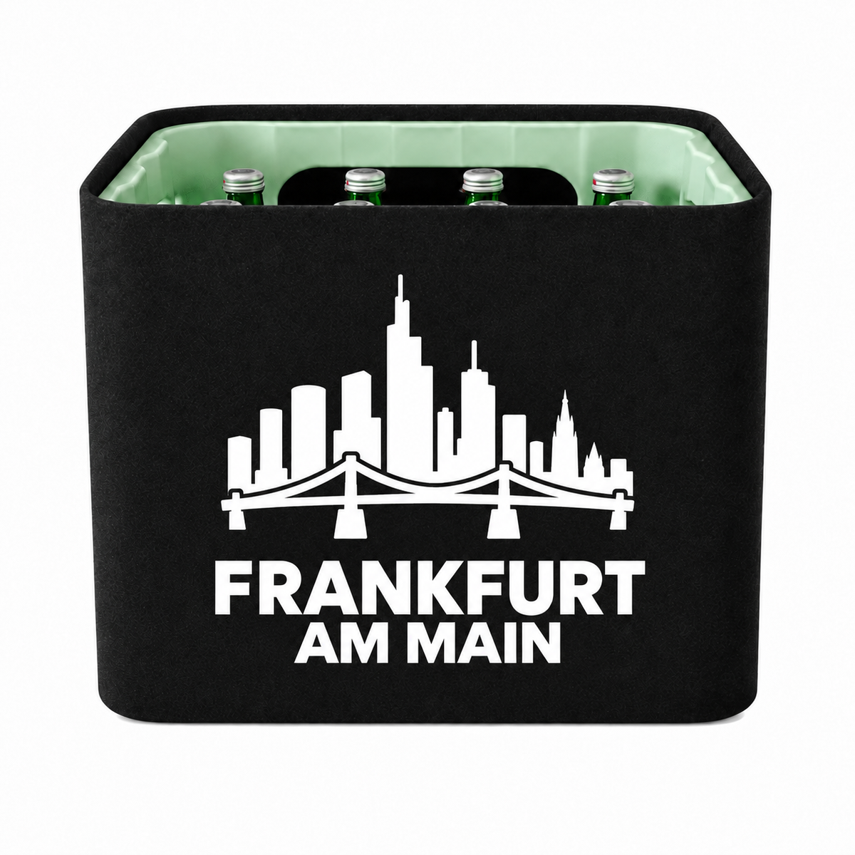 KistenBlende Frankfurt am Main Stadt Silhouette 2 auf Wasserkiste Glas