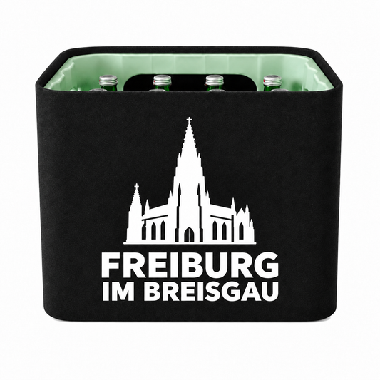 KistenBlende Freiburg im Breisgau Stadt Silhouette 2 auf Wasserkiste Glas