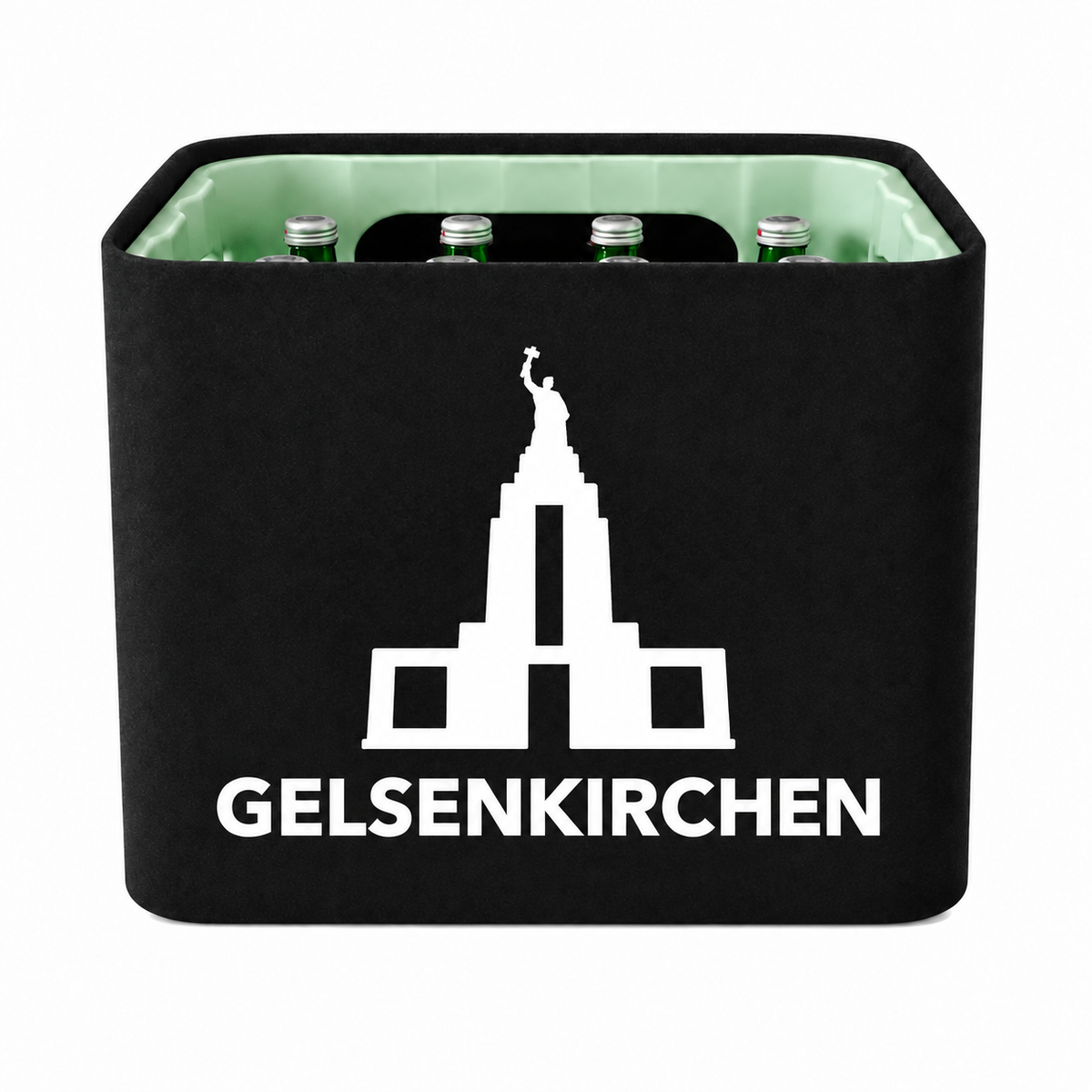 KistenBlende Gelsenkirchen Stadt Silhouette 2 auf Wasserkiste Glas