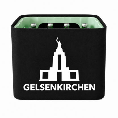 KistenBlende Gelsenkirchen Stadt Silhouette 2 auf Wasserkiste Glas