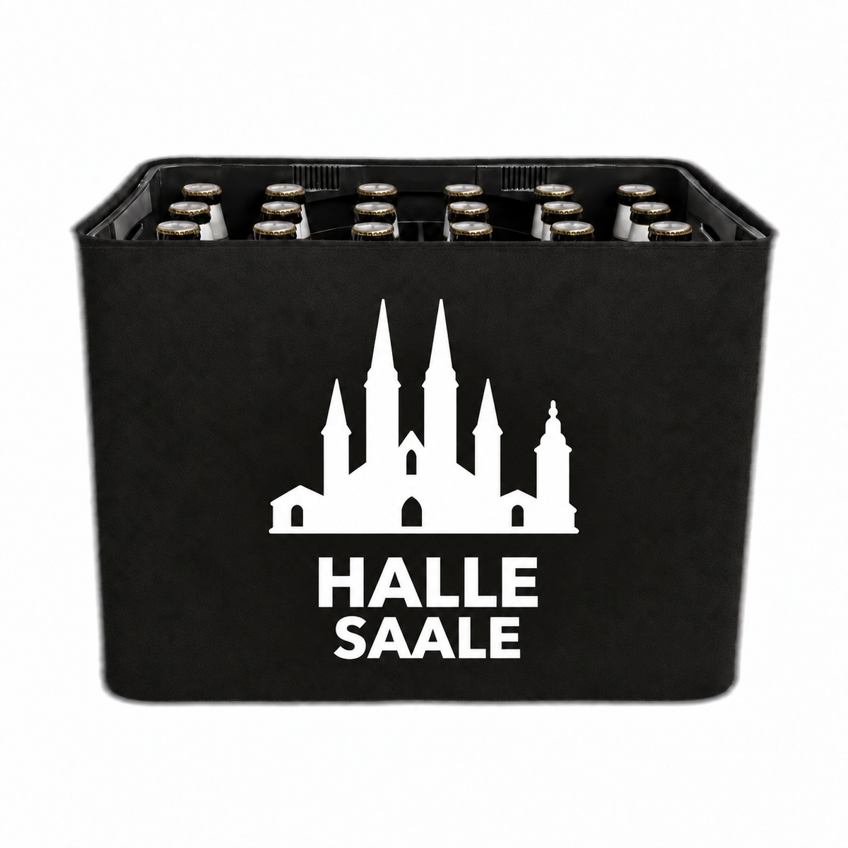 KistenBlende Halle (Saale) Stadt Silhouette 2 auf Bierkasten