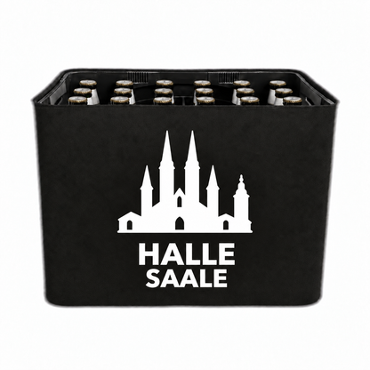 KistenBlende Halle (Saale) Stadt Silhouette 2 auf Bierkasten