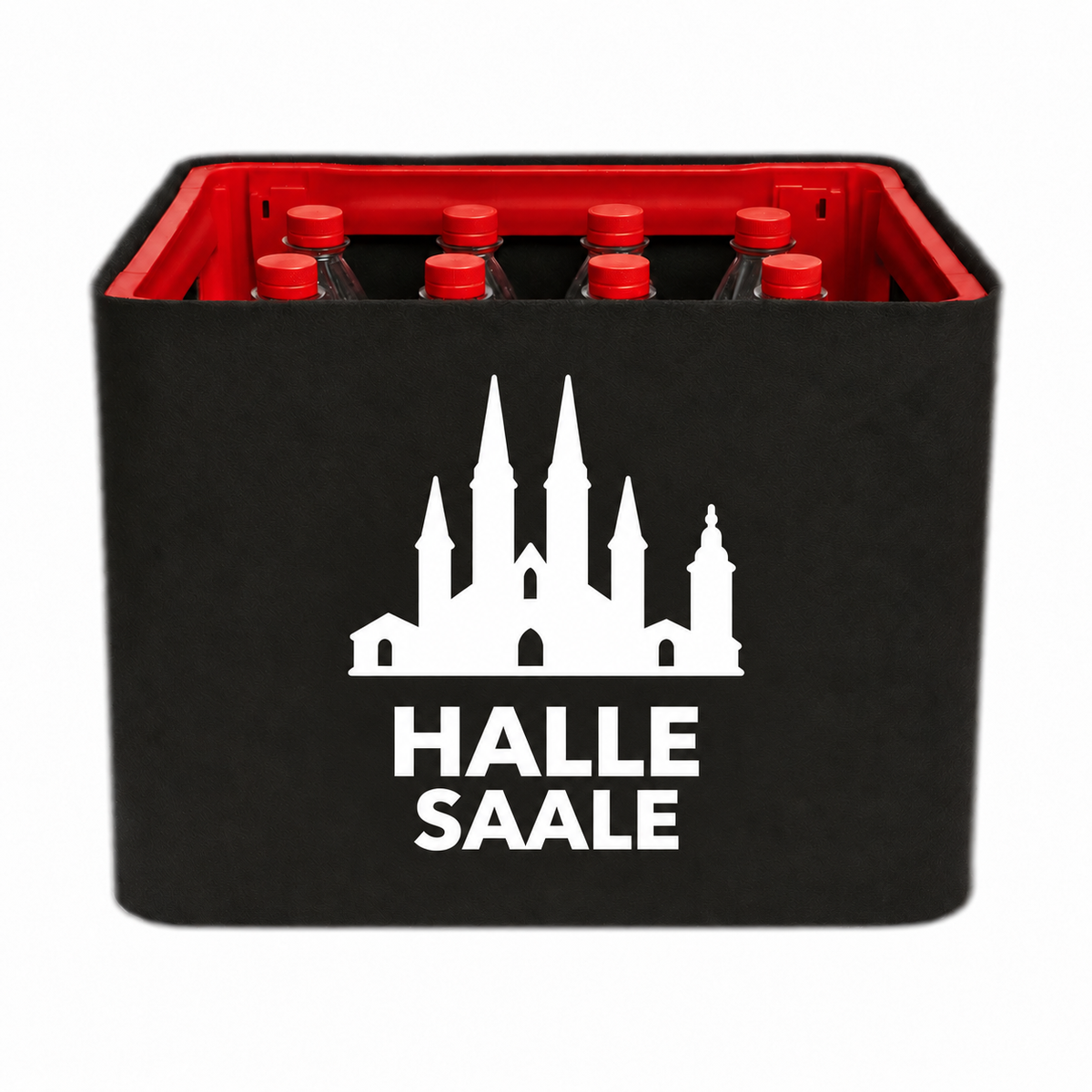 KistenBlende Halle (Saale) Stadt Silhouette 2 auf Limonadenkiste PET