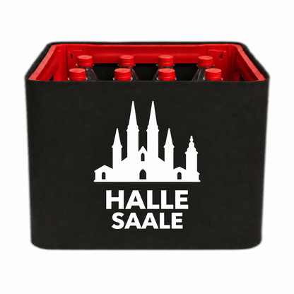 KistenBlende Halle (Saale) Stadt Silhouette 2 auf Limonadenkiste PET