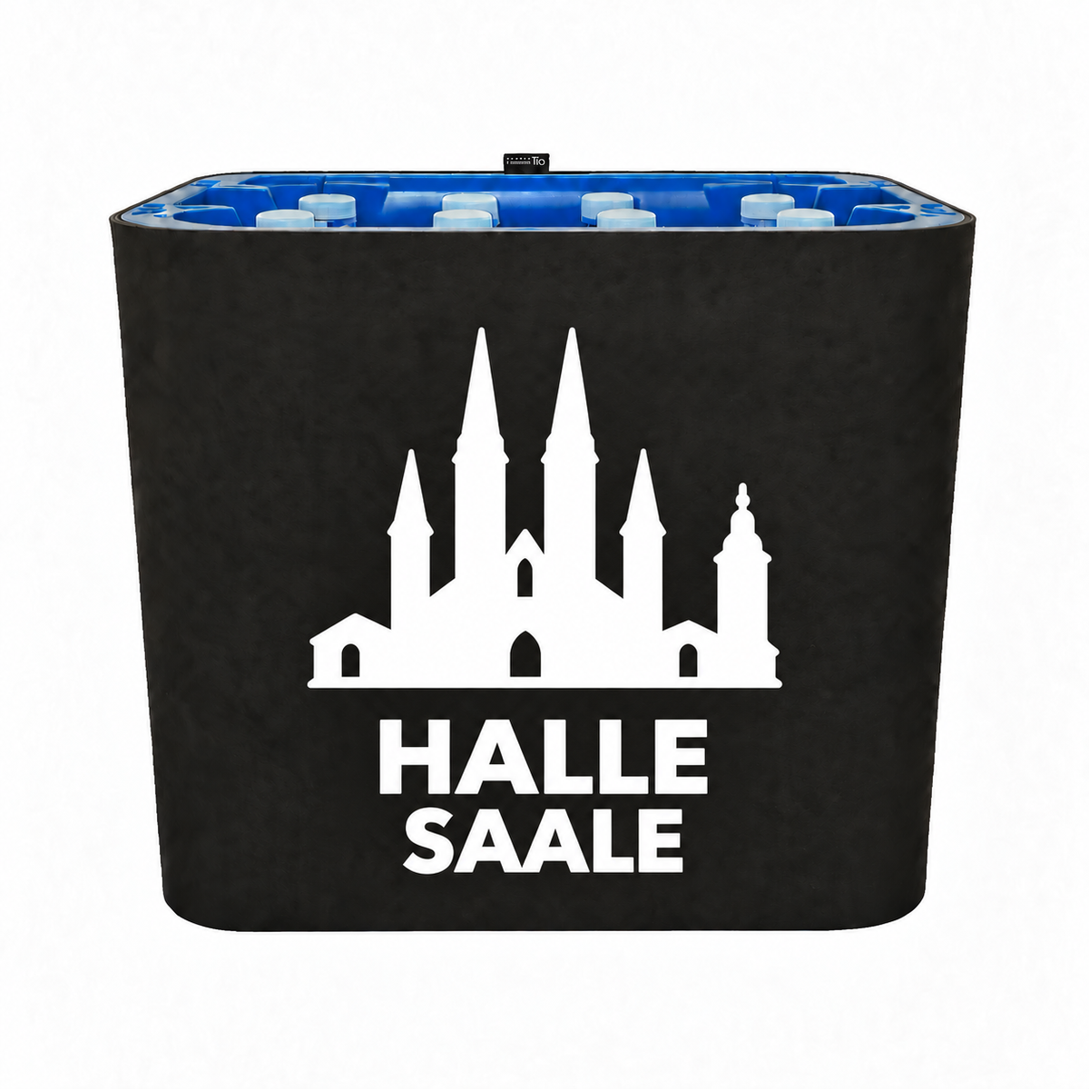 KistenBlende Halle (Saale) Stadt Silhouette 2 auf Wasserkiste PET