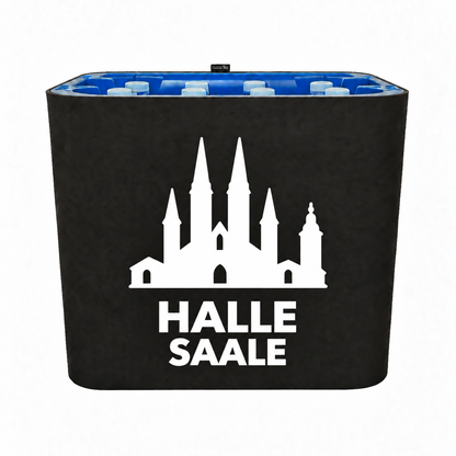 KistenBlende Halle (Saale) Stadt Silhouette 2 auf Wasserkiste PET