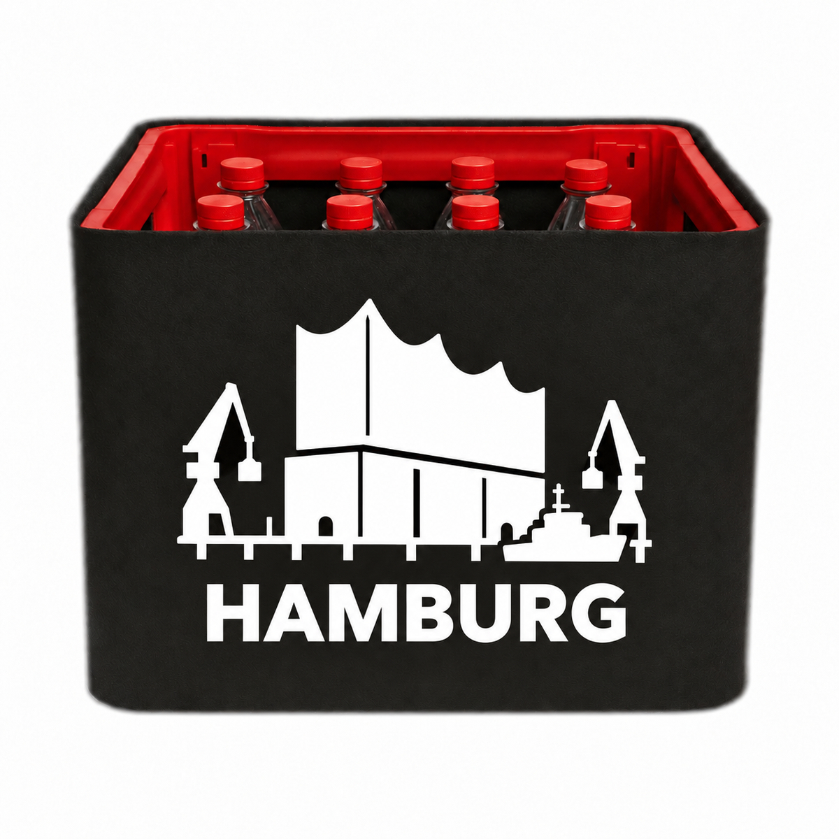 KistenBlende Hamburg Stadt Silhouette 2 auf Limonadenkiste PET
