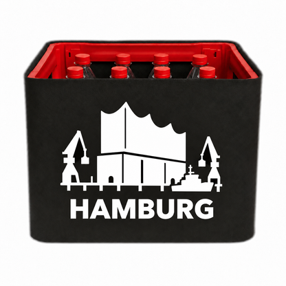 KistenBlende Hamburg Stadt Silhouette 2 auf Limonadenkiste PET
