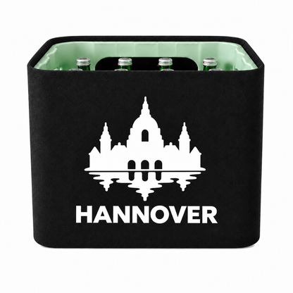 KistenBlende Hannover Stadt Silhouette 2 auf Wasserkiste Glas