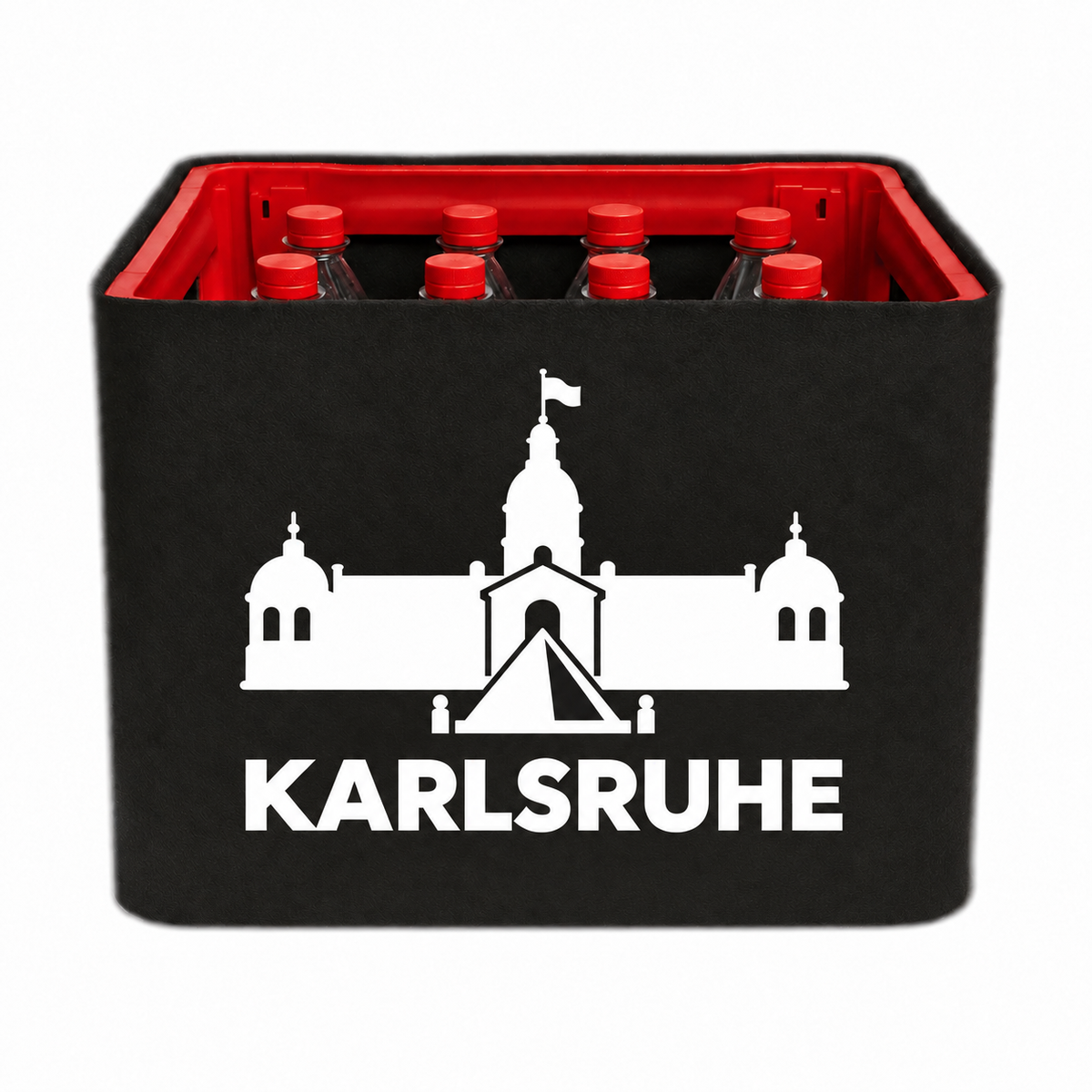 KistenBlende Karlsruhe Stadt Silhouette 2 auf Limonadenkiste PET