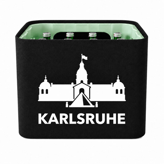 KistenBlende Karlsruhe Stadt Silhouette 2 auf Wasserkiste Glas