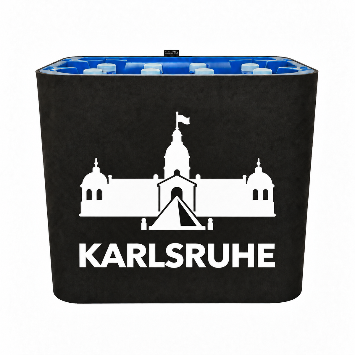 KistenBlende Karlsruhe Stadt Silhouette 2 auf Wasserkiste PET