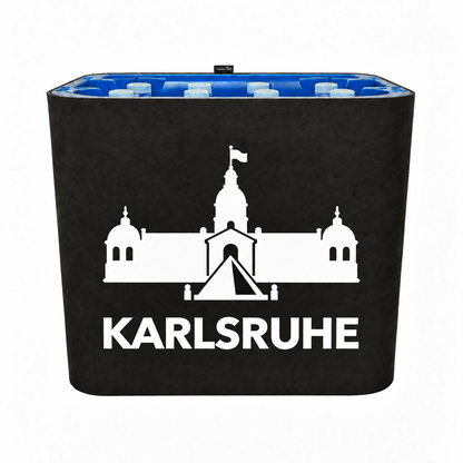 KistenBlende Karlsruhe Stadt Silhouette 2 auf Wasserkiste PET