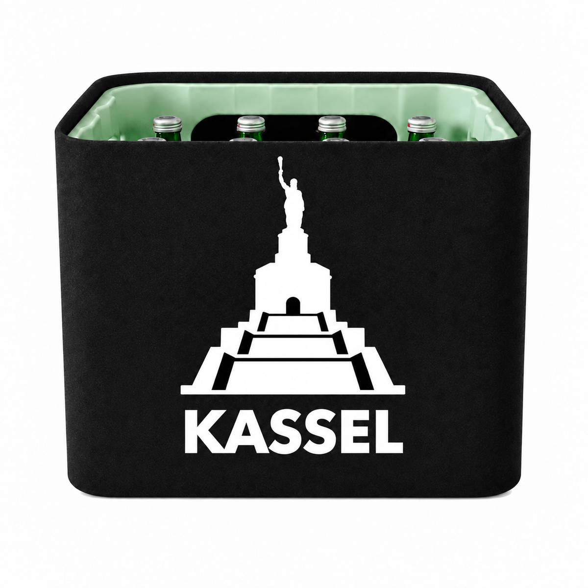KistenBlende Kassel Stadt Silhouette 2 auf Wasserkiste Glas