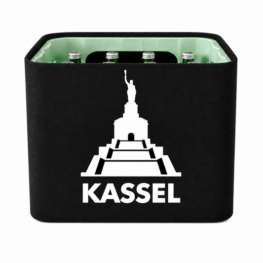 KistenBlende Kassel Stadt Silhouette 2 auf Wasserkiste Glas
