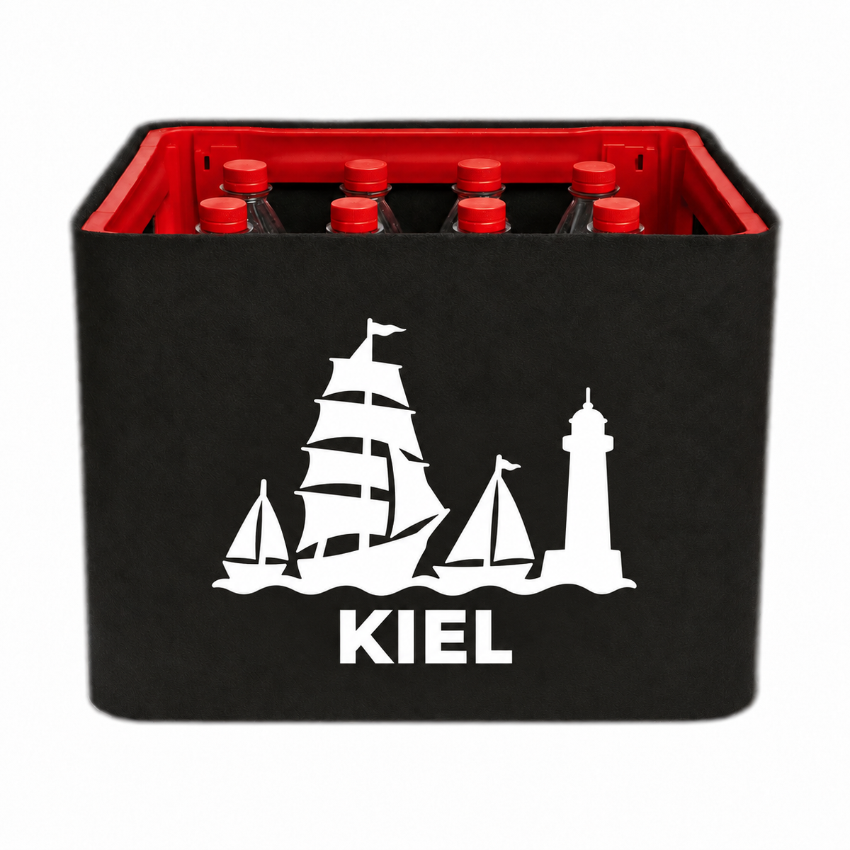 KistenBlende Kiel Stadt Silhouette 2 auf Limonadenkiste PET