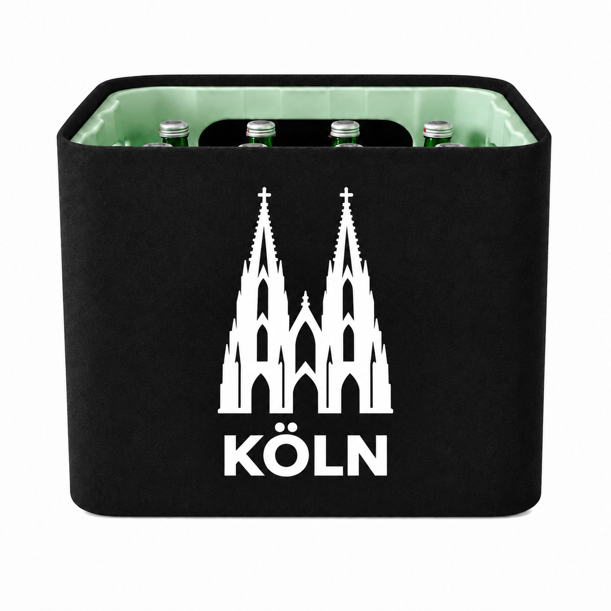 KistenBlende Köln Stadt Silhouette 2 auf Wasserkiste Glas