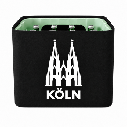 KistenBlende Köln Stadt Silhouette 2 auf Wasserkiste Glas