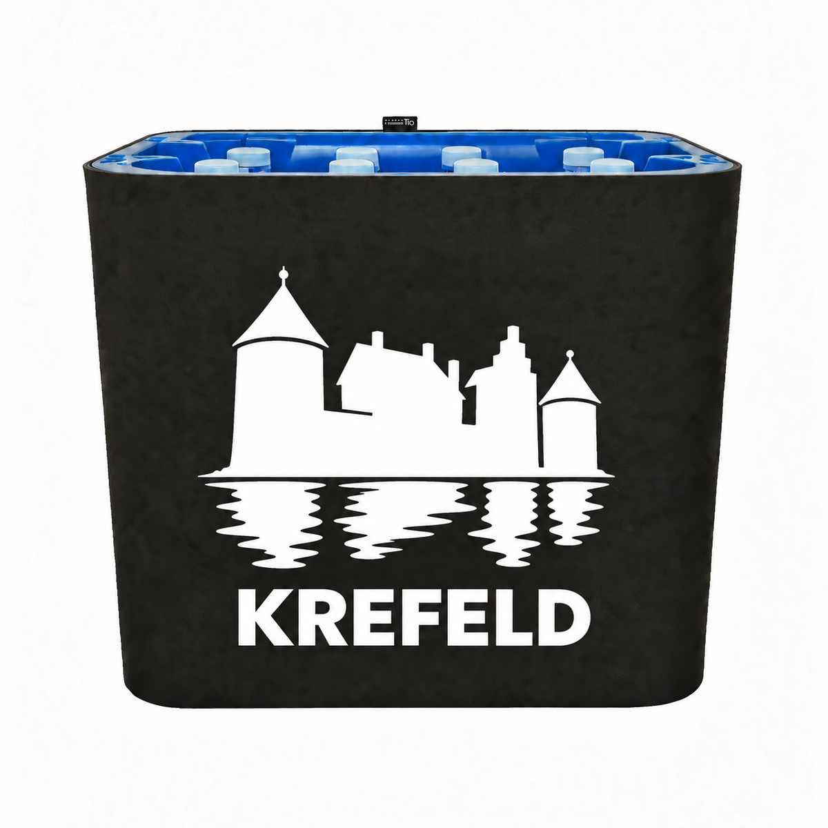 KistenBlende Krefeld Stadt Silhouette 2 auf Wasserkiste PET