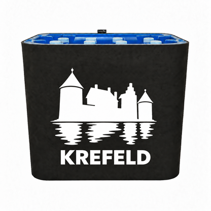KistenBlende Krefeld Stadt Silhouette 2 auf Wasserkiste PET