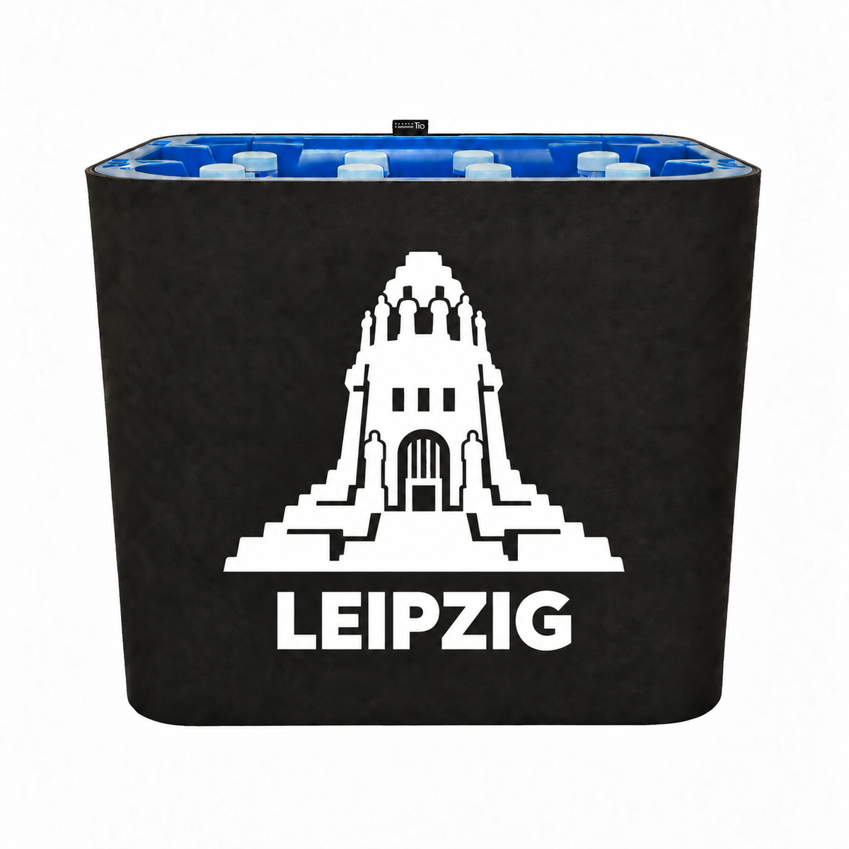 KistenBlende Leipzig Stadt Silhouette 2 auf Wasserkiste PET