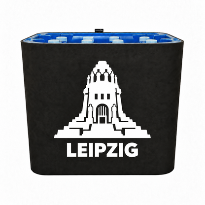 KistenBlende Leipzig Stadt Silhouette 2 auf Wasserkiste PET