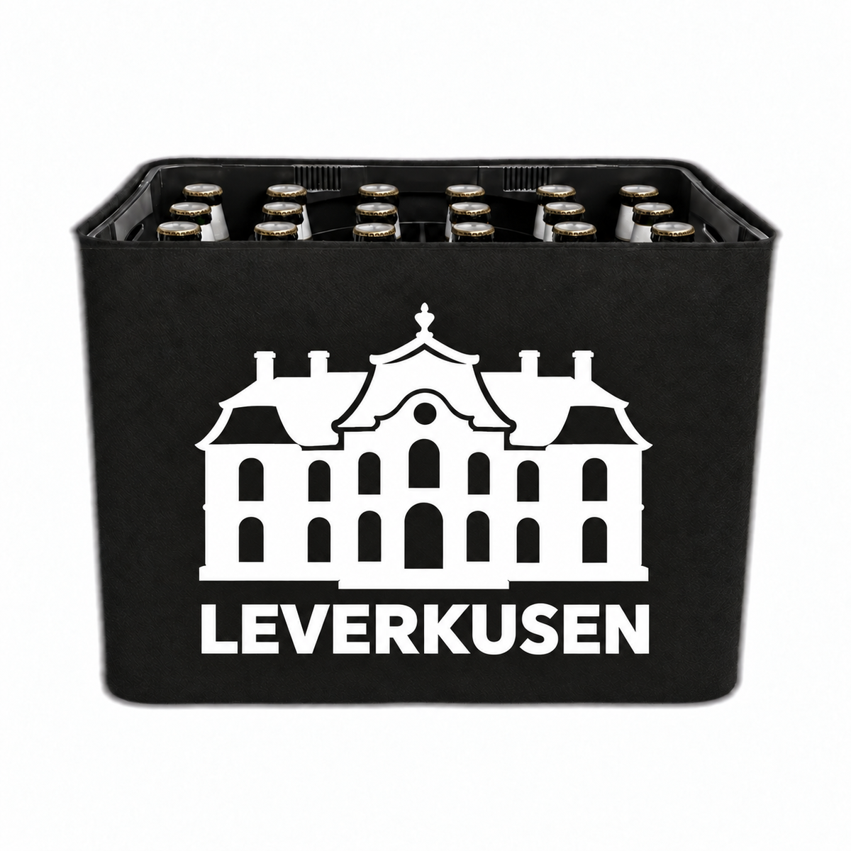 KistenBlende Leverkusen Stadt Silhouette 2 auf Bierkasten